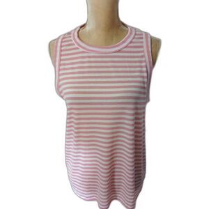 NWT JustBe pink white striped tank top sz XL polyester blend very soft